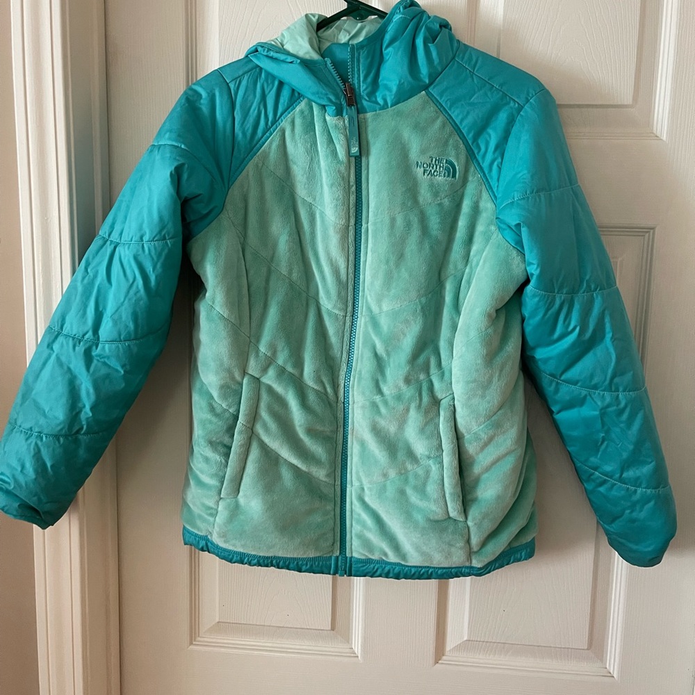 Like new! Girls reversible North Face hooded jacket